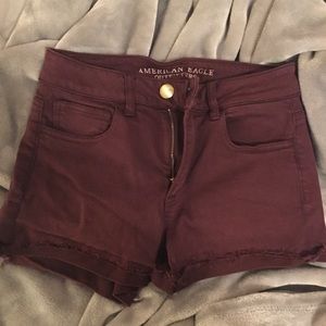 American Eagle Hi-Rise Burgundy Shorts